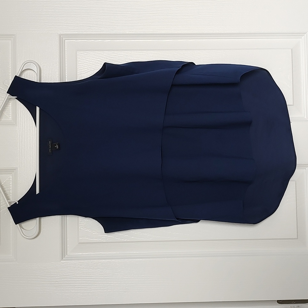 Ann Taylor navy blue dressy sleeveless top size S